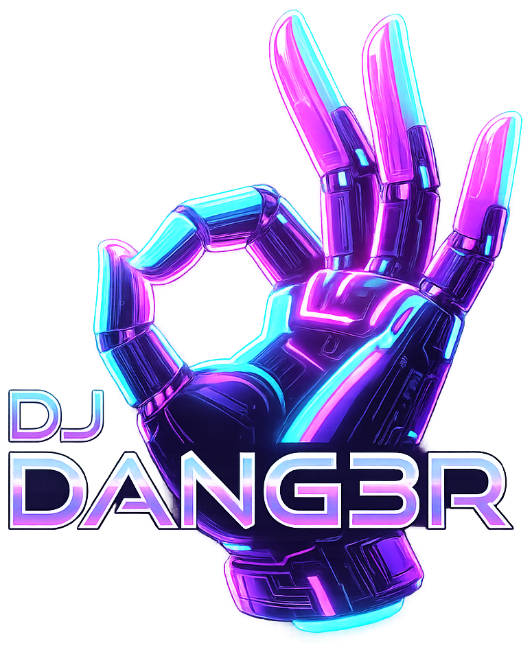 DJ Dang3r — chrome OK-hand logo